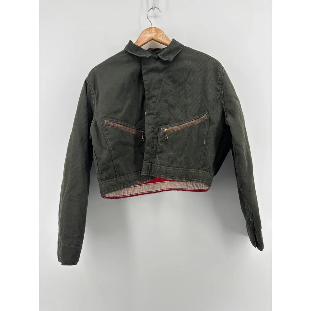 Big Ben By Wrangler Quilted Lined Canvas Full Zip Work Jacket Mens Olive Green L